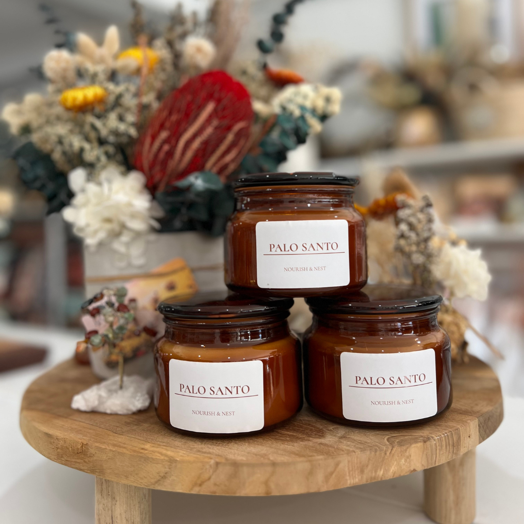 Experience the benefits of our Palo Santo candle